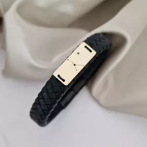 Csillagkép Férfi Fonott Bőr Karkötő 14K Lemezzel és Gyémánttal