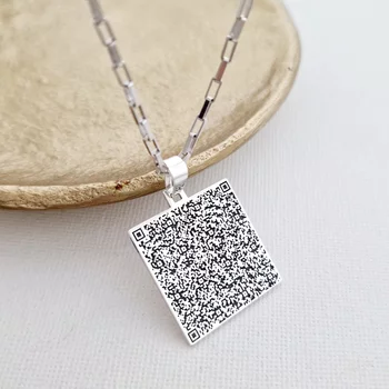 Ezüst Férfi Nyaklánc - Kocka QR Kóddal