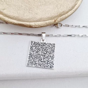 Ezüst Férfi Nyaklánc - Kocka QR Kóddal