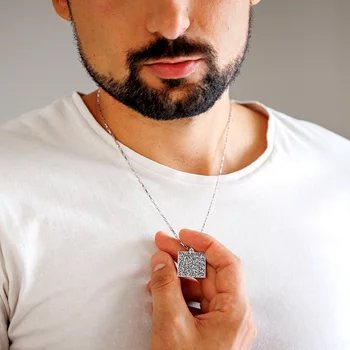 Ezüst Férfi Nyaklánc - Kocka QR Kóddal