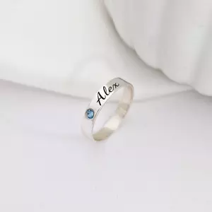Fix gyűrű - személyre szabott névvel és Swarovski kristállyal - Ezüst 925