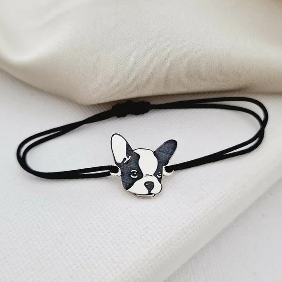 Francia Bulldog Karkötő - 925 Sterling Ezüst - Állítható Zsinór