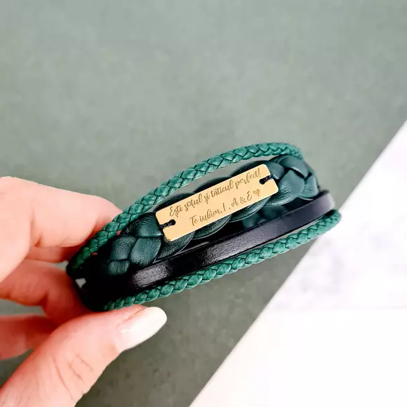 Frisesség Bőr Karkötő 18K sárga arany bevonatú lemezzel