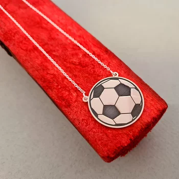 Futball Labda Nyaklánc - 925 Sterling Ezüst - Körkapocs