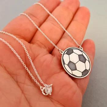 Futball Labda Nyaklánc - 925 Sterling Ezüst - Körkapocs