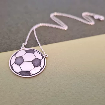Futball Labda Nyaklánc - 925 Sterling Ezüst - Körkapocs