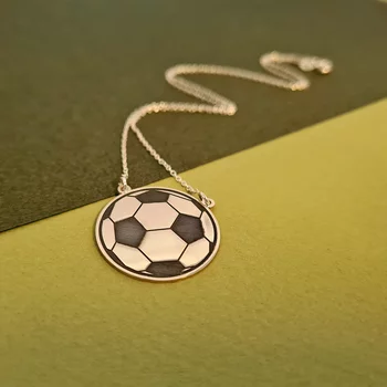 Futball Labda Nyaklánc - 925 Sterling Ezüst - Körkapocs
