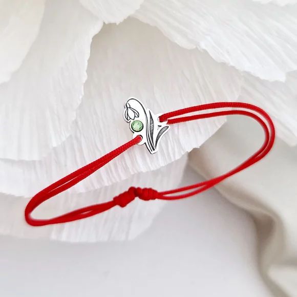 Ezüst Hóvirág Karkötő Swarovski kristállyal és állítható zsinórral
