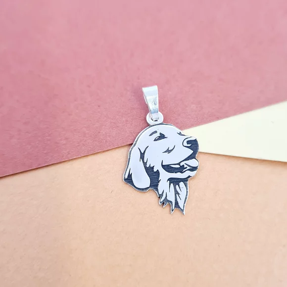 Golden Retriever Medál - 925 Sterling Ezüst - Körkapocs