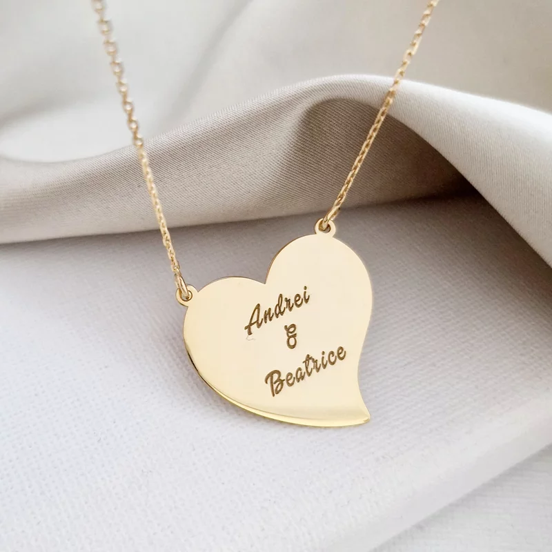 Gravírozott szívlánc - 925 ezüstözött 18K arannyal