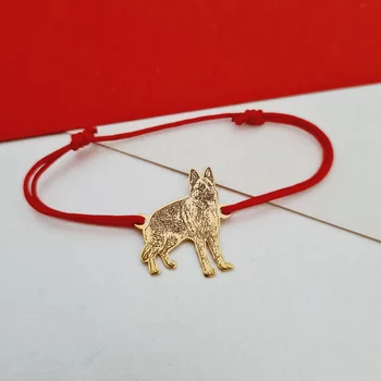 Gravírozott Fénykép Karkötő - Kutya Szeretet - 18K Sárga Aranyozott 925 Sterling Ezüst- Állítható Zsinór