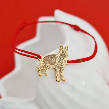 Gravírozott Fénykép Karkötő - Kutya Szeretet - 18K Sárga Aranyozott 925 Sterling Ezüst- Állítható Zsinór