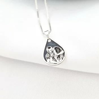 Gravírozott Fénykép Nyaklánc - Egy Csepp Emlék - Dombormű Gravírozás - 925 Sterling Ezüst