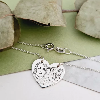 Gravírozott Fénykép Nyaklánc - Kedvenceim - 925 Sterling Ezüst
