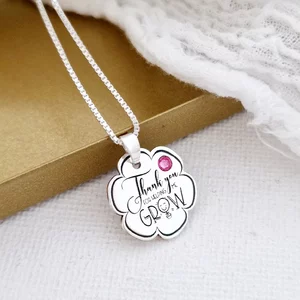 GROW Nyaklánc - Oktatók/Tanárok - Személyre Szabott Szöveggel és Swarovski Kristállyal - 925 Sterling Ezüst