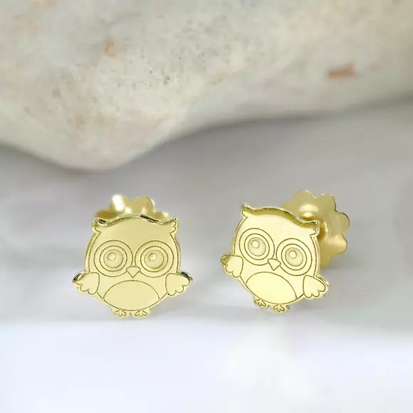 14K Bagoly Baba Fülbevaló