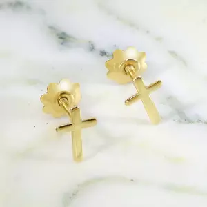 14K Baba Kereszt Fülbevaló