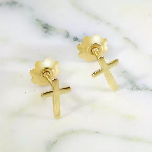 14K Baba Kereszt Fülbevaló