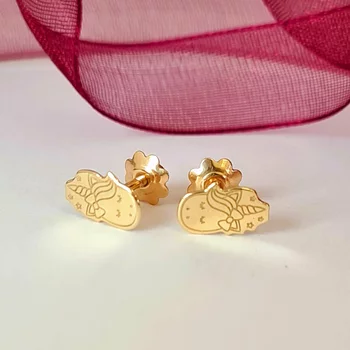 14K Baba Egyszarvú Fülbevaló