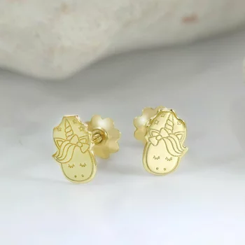 14K Baba Egyszarvú Fülbevaló