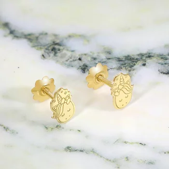 14K Baba Egyszarvú Fülbevaló