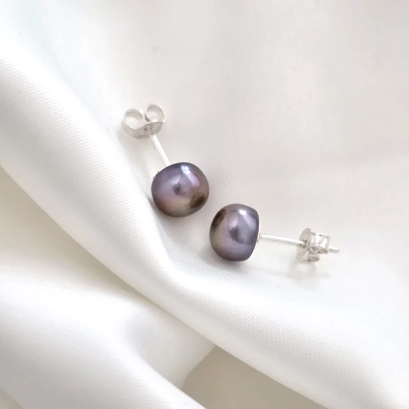 Gyöngy Fülbevaló – Lila Álmodozás Cseppjei – 925 Sterling Ezüstbő