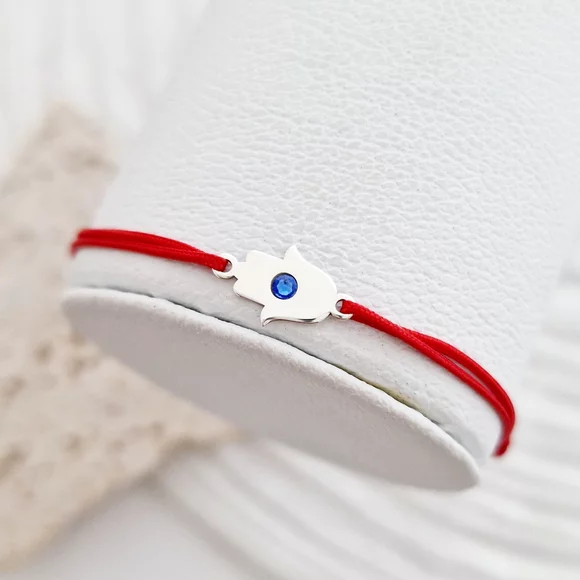 Ezüst Fatima Keze Karkötő Swarovski kristállyal és állítható zsinórral