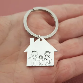 Ezüst 3 Tagú Családi Kulcstartó F