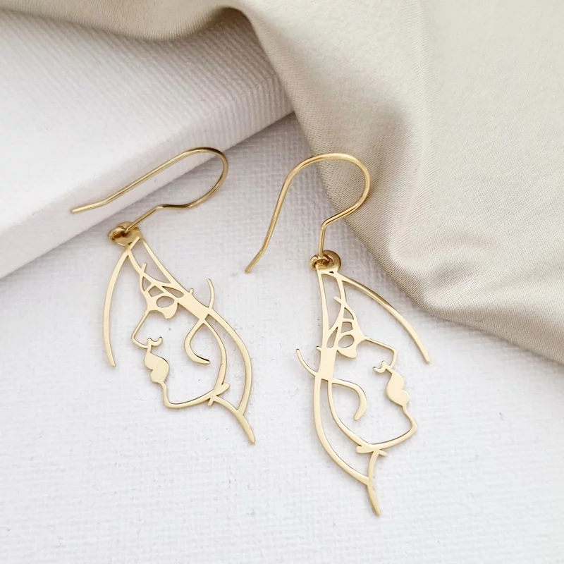 Ezüst Absztrakt Fülbevaló 18K sárga arany bevonattal