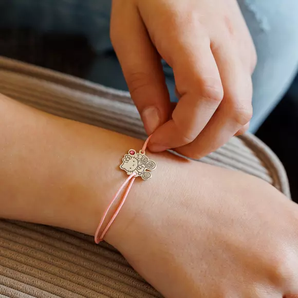 Ezüst Hello Kitty Karkötő Swarovski kristállyal és állítható zsinórral