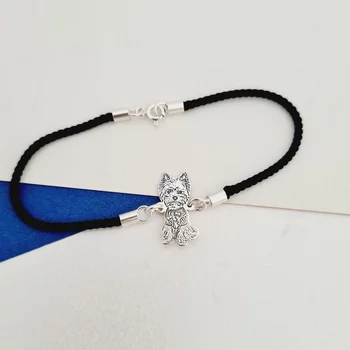 Karkötő Gravírozott Fénykép - 925 Sterling Ezüst Kutya - Vastag Fonott Zsinór