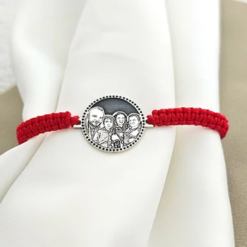 Karkötő Gravírozott Fénykép - Nefelejcs Virága - 925 Sterling Ezüst - Dombormű Gravírozás - Állítható Makramé Zsinór