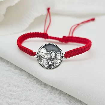 Karkötő Gravírozott Fénykép - Nefelejcs Virága - 925 Sterling Ezüst - Dombormű Gravírozás - Állítható Makramé Zsinór