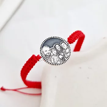 Karkötő Gravírozott Fénykép - Nefelejcs Virága - 925 Sterling Ezüst - Dombormű Gravírozás - Állítható Makramé Zsinór