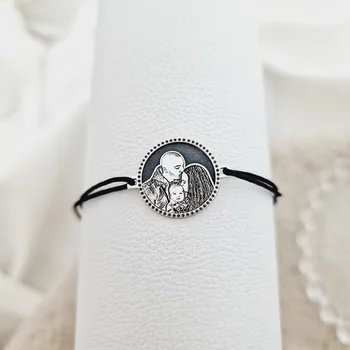 Karkötő Gravírozott Fénykép - Nefelejcs Virága - 925 Sterling Ezüst - Dombormű Gravírozás - Állítható Zsinór