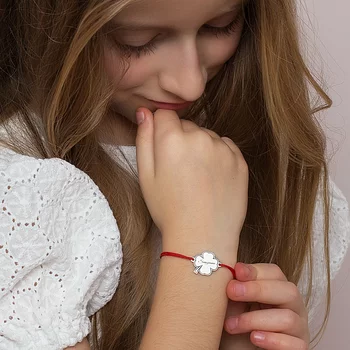 Karkötő Névvel - 925 Sterling Ezüst Lóhere - Állítható méret, különböző színű zsinór