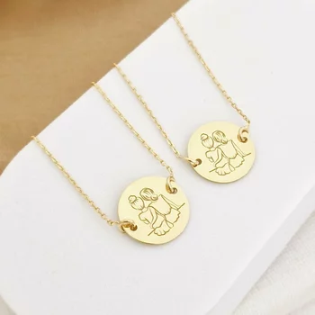 Karkötő Szett - Barátnők/Testvérek - 18K Sárga Aranyozott Sterling Ezüst Érmék - Lánc