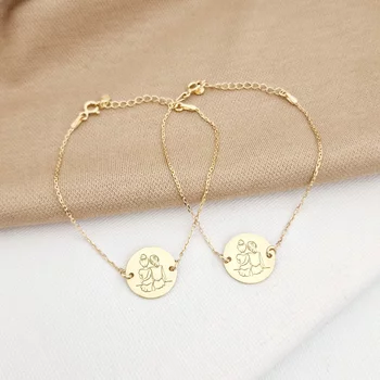 Karkötő Szett - Barátnők/Testvérek - 18K Sárga Aranyozott Sterling Ezüst Érmék - Lánc