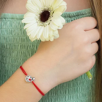 Katicabogár Karkötő - 925 Sterling Ezüst Katica - Swarovski Kristály - Állítható Méretű Zsinór
