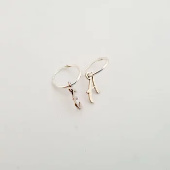 Ezüst Monogram Karika Fülbevaló