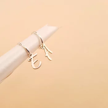 Ezüst Monogram Karika Fülbevaló