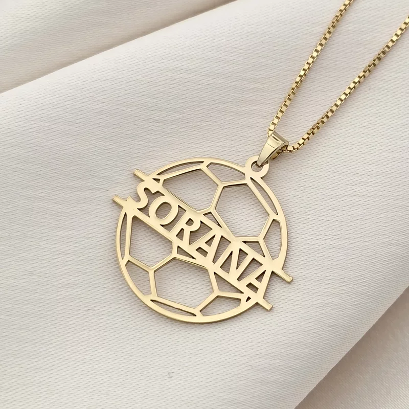 Kézilabda Nyaklánc – Személyre Szabott Névvel – 18K Sárga Aranyozott 925 Sterling Ezüst - Körkapocs