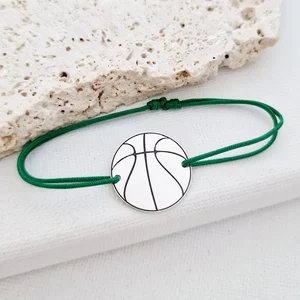 Kosárlabda Karkötő - 925 Sterling Ezüst - Állítható Zsinór