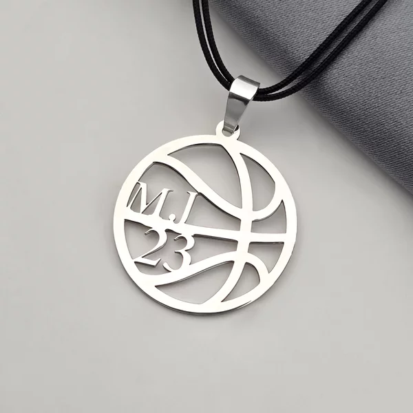 Kosárlabda Nyaklánc – Személyre Szabott Monogram – 925 Sterling Ezüst - Állítható Zsinór