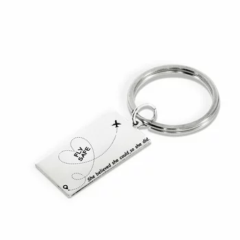 Kulcstartó, gravírozott utazási szimbólummal és szöveggel - Ezüst 925
