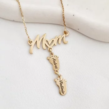 Lánc Mom medállal és 2 lábbal - 14 K sárga arany