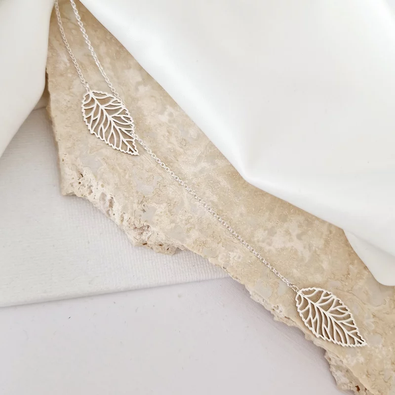 Ezüst Levél Y Nyaklánc