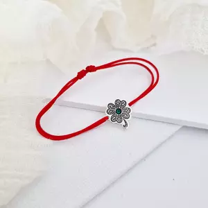 Ezüst Lóhere Karkötő Swarovski Kristállyal és állítható zsinórral