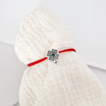 Ezüst Lóhere Karkötő Swarovski Kristállyal és állítható zsinórral