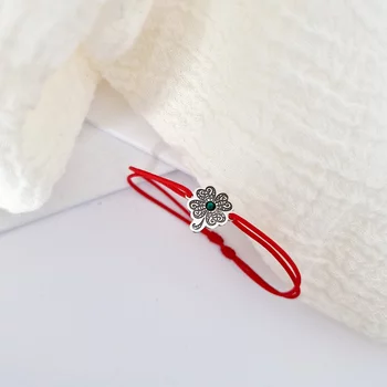Ezüst Lóhere Karkötő Swarovski Kristállyal és állítható zsinórral